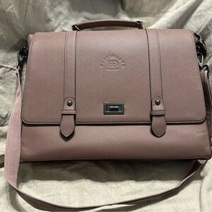 Elegant Mauve Leather Laptop Bag